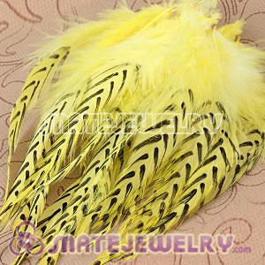 Wholesale Natural Striped Yellow Grizzly Rooster Feather Hair Extensions 
