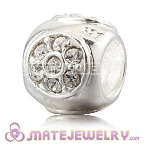 925 Sterling Silver Charm Beads With Clear Stones
