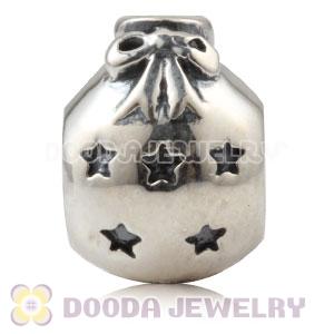 Sterling Silver Christmas Ball Beads With Orange Stone