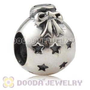 Sterling Silver Christmas Ball Beads With Purple Stone