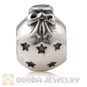 Sterling Silver Christmas Ball Beads With Purple Stone