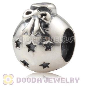 Sterling Silver Christmas Ball Beads With Purple Stone