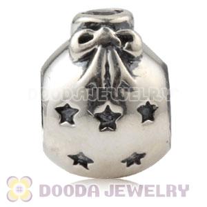 Sterling Silver Christmas Ball Beads With Clear Stone