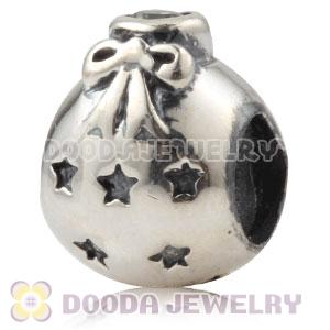 Sterling Silver Christmas Ball Beads With Clear Stone