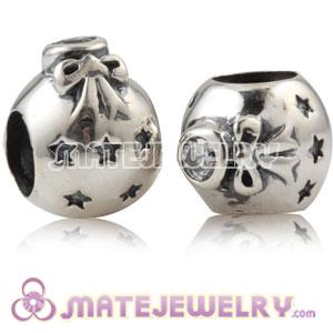 925 Sterling Silver Christmas Ball Beads With Clear Stone