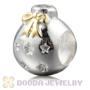 Gold Plated Sterling Silver Christmas Ball Beads With Purple Stone
