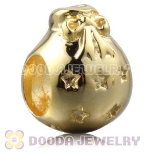 Gold Plated Sterling Silver Christmas Ball Beads With Clear Stone