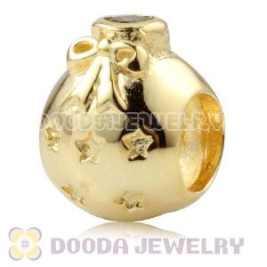 Gold Plated Sterling Silver Christmas Ball Beads With Olive Stone