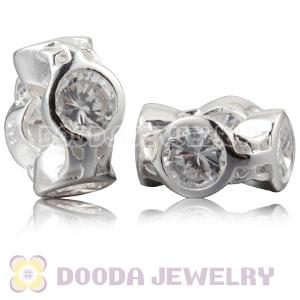 Authentic Sterling Silver Spacer Beads With Clear Stones