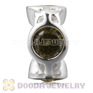 Authentic Sterling Silver Spacer Beads With Olive Stones