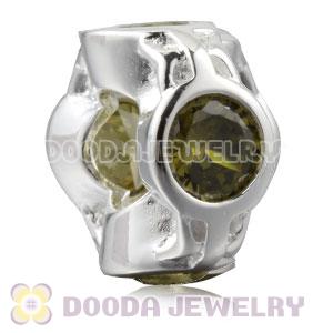 Authentic Sterling Silver Spacer Beads With Olive Stones