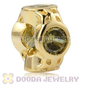 Gold Plated Sterling Silver Spacer Beads With Olive Stones