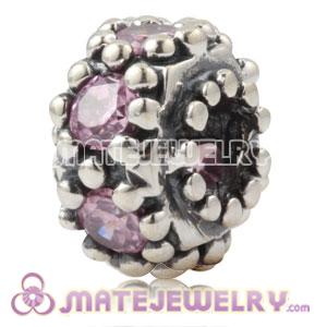 Antique Sterling Silver Charm Beads With Pink Stone