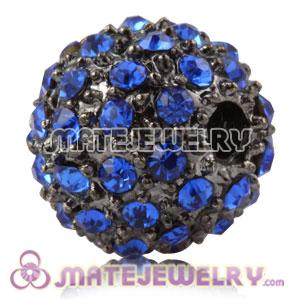 10mm Sambarla Style Handmade Alloy Beads With Blue Crystal 