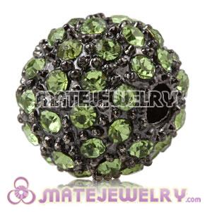 10mm Sambarla Style Handmade Alloy Beads With Green Crystal 