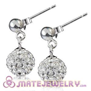 8mm Czech Crystal Ball Sterling Silver Dangle Earrings 