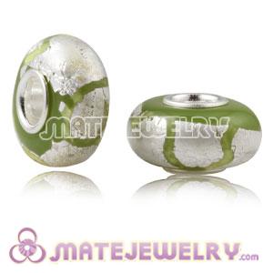 Cheap Silver Foil Glass Charm Beads With Sterling Silver Single Core