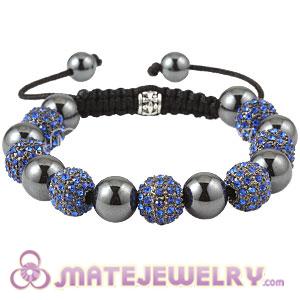 Fashion Sambarla Blue Crystal Disco Ball Bead Bracelet With Hematite 