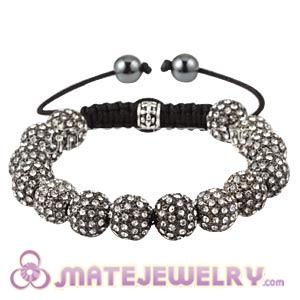 Fashion Sambarla White Crystal Disco Ball Bead Bracelet With Hematite 