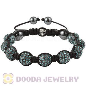 Cyan Crystal Disco Ball Bead Bracelet With Hematite Wholesale 