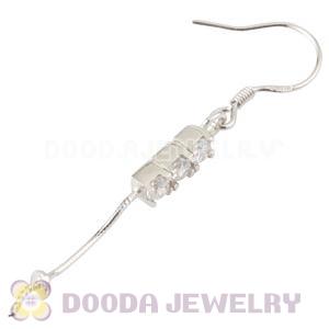 Sterling Silver Inlay CZ Stone Earring Component Findings Wholesale