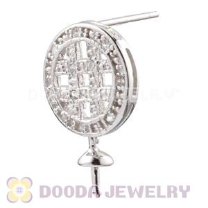 Sterling Silver Inlay CZ Stone Earring Component Findings Wholesale