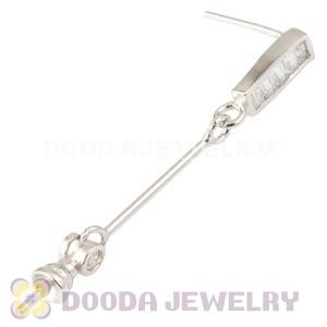 Sterling Silver Inlay CZ Stone Earring Component Findings Wholesale