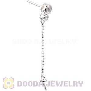 Sterling Silver Inlay CZ Stone Earring Component Findings Wholesale