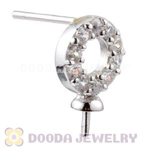 Sterling Silver Inlay CZ Stone Earring Component Findings Wholesale