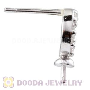 Sterling Silver Inlay CZ Stone Earring Component Findings Wholesale