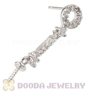 Sterling Silver Inlay CZ Stone Earring Component Findings Wholesale