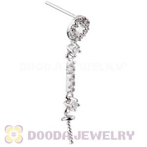 Sterling Silver Inlay CZ Stone Earring Component Findings Wholesale