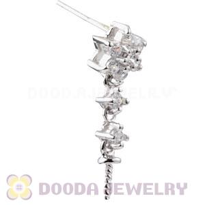 Sterling Silver Inlay CZ Stone Earring Component Findings Wholesale