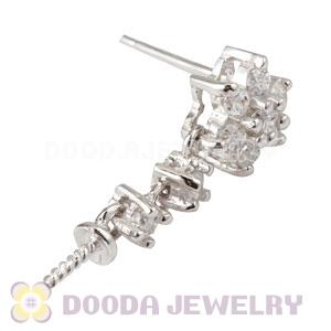 Sterling Silver Inlay CZ Stone Earring Component Findings Wholesale