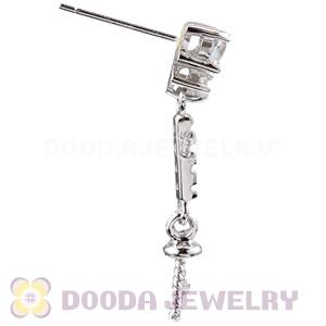 Sterling Silver Inlay CZ Stone Earring Component Findings Wholesale