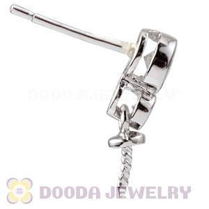 Sterling Silver Inlay CZ Stone Earring Component Findings Wholesale