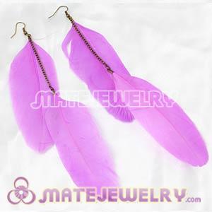 Pink Tibetan Jaderic Bohemia Feather Earrings Cheap 