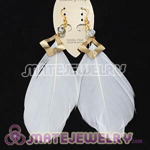 Cheap White Long Crystal Feather Earrings Forever 21 