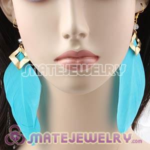 Cheap Cyan Long Crystal Feather Earrings Forever 21 