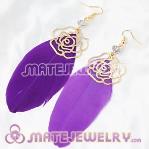Cheap Purple Long Crystal Feather Earrings Forever 21 