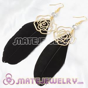 Cheap Black Long Crystal Feather Earrings Forever 21 