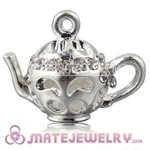Fashion Silver Plated Alloy Teapot Pendants With Stones 