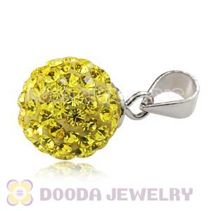 Sterling Silver 10mm Yellow Czech Crystal Pendants Wholesale