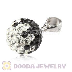 Sterling Silver 10mm Black-White  Czech Crystal Pendants Wholesale