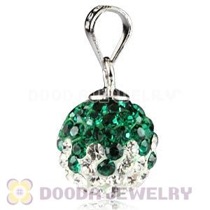 Sterling Silver 10mm Green-White  Czech Crystal Pendants Wholesale