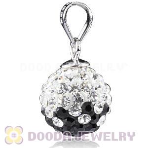 Sterling Silver 10mm Black-White  Czech Crystal Pendants Wholesale