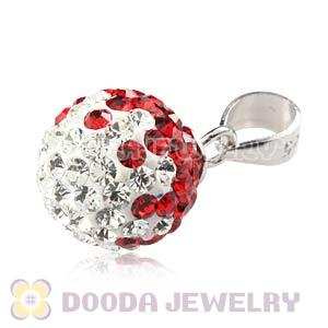 Sterling Silver 10mm Red-White  Czech Crystal Pendants Wholesale