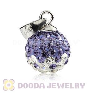 Sterling Silver 10mm Purple-White  Czech Crystal Pendants Wholesale