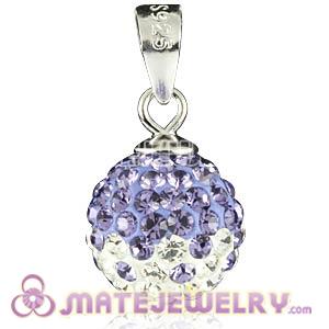 Fashion Sterling Silver 10mm Purple-White Czech Crystal Ball Pendants