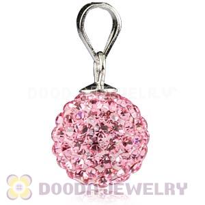 Sterling Silver 10mm Pink Czech Crystal Pendants Wholesale